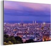 Barcelona skyline at dusk Aluminium 120x80 cm - Tirage photo sur aluminium (décoration murale en métal)