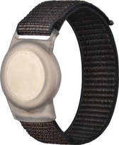 YONO Nylon Armband Kinderen geschikt voor Apple Airtag - Bandje Kind met Houder - GPS Polsband - Case - Hoesje - Zwart