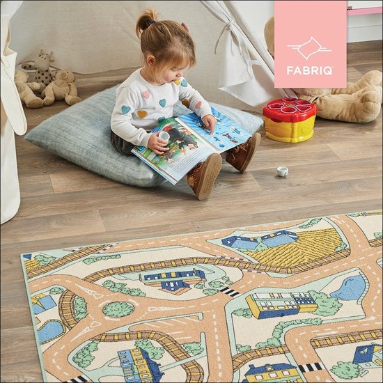 Carpet Studio Anti-Slip Speelmat Auto, 95x133cm, Kindertapijt voor Slaapkamer, Kinderkamer & Speelkamer, Jongen & Meisje, 30°C Wasbaar - Playcity