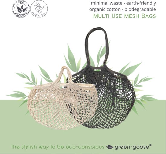 Net tas | herbruikbare bio katoen tas, geschikt als boodschappen tas, naturel | Atelier 20