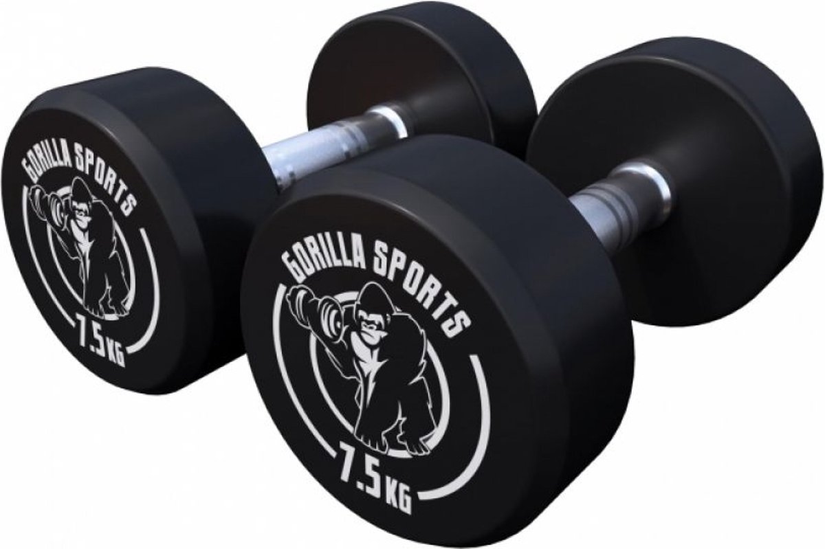 Gorilla Sports Dumbbell set 15 kg - Halterset - 2x75 kg - Dumbells - Gietijzer