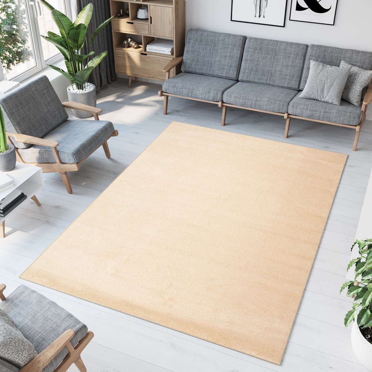 Tapiso Florida Vloerkleed Beige Laagpolig Modern Woonkamer Tapijt Maat- 200x290