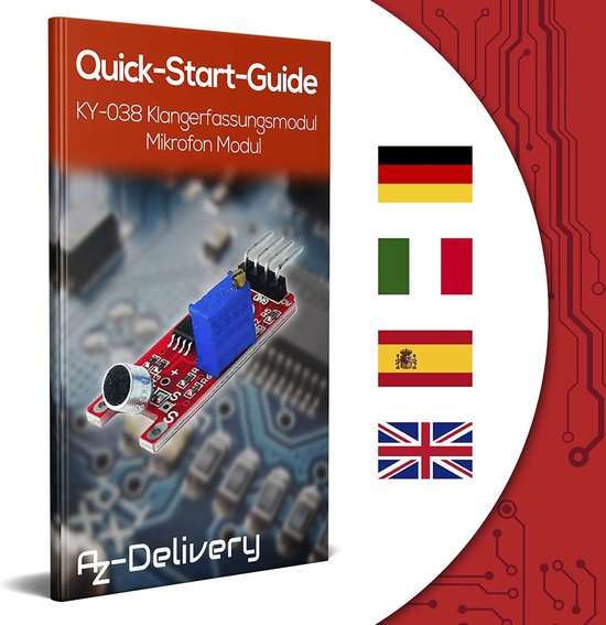 AZDelivery 5 x KY-038 Module d'acquisition de son pour microphone Capteur de son vocal compatible avec Arduino Comprend un livre électronique !