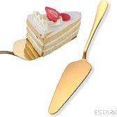 Pelle à gâteau ESTARK® - Pelle à gâteau - Pelle à gâteau LUXURY - Coupe de gâteau - Cuillère à gâteau - Couteau à gâteau - Couteau à gâteau - Or - Acier inoxydable - 22 cm - Fournitures de pâtisserie - Or