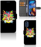 Wallet Book Case Motorola Moto E32 | Moto E32s Smartphone Hoesje Cat Color Leuke Verjaardagscadeaus