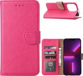 Hoesje Geschikt voor iPhone 14 Plus portemonnee Bookcase – Roze