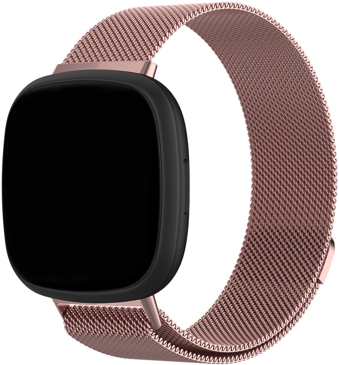 123watches milanese band - rose rood - ML - Geschikt voor Fitbit Versa 3 & 4 / Sense