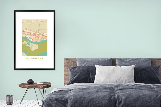 Cadre photo avec affiche - Carte - Plan d'étage - Sliedrecht - 80x120 cm - Cadre pour affiche - Plan de la ville