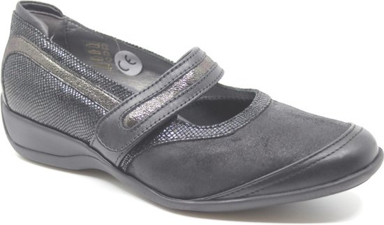 Xsensible, LIPARI, 10072.2.026, Zwart combi bandschoenen met stretch wijdte H