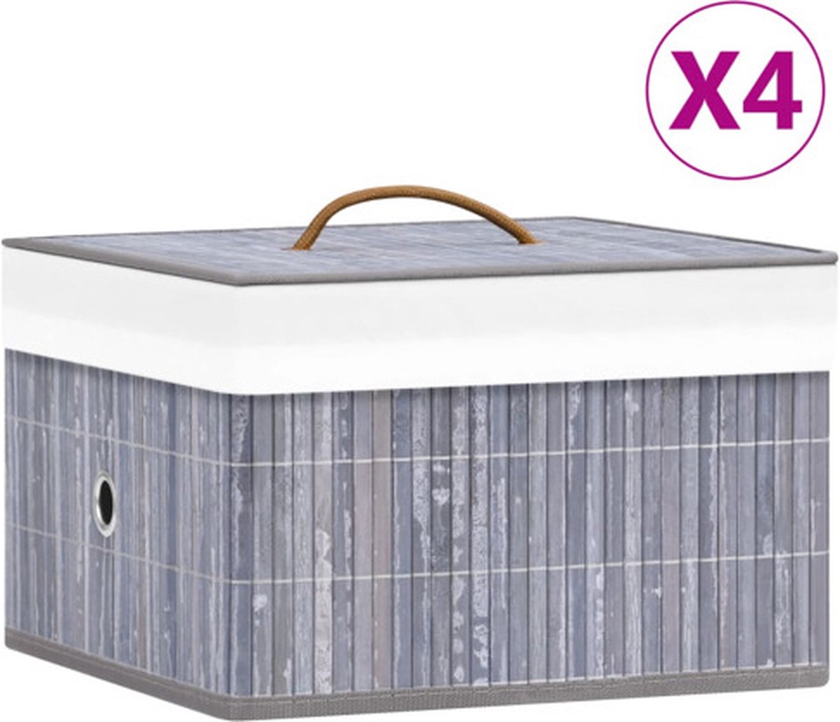 vidaXL Opbergboxen 4 st bamboe grijs