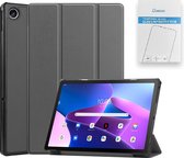 Tablet Hoes & Screenprotector geschikt voor Lenovo Tab M10 Plus (3e gen) tablet hoes en screenprotector - 2 in 1 cover - 10.6 inch - Tri-Fold Book Case - Grijs