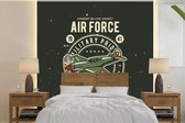 Behang - Fotobehang Mancave - Vliegtuig - Leger - Vintage - Breedte 220 cm x hoogte 220 cm