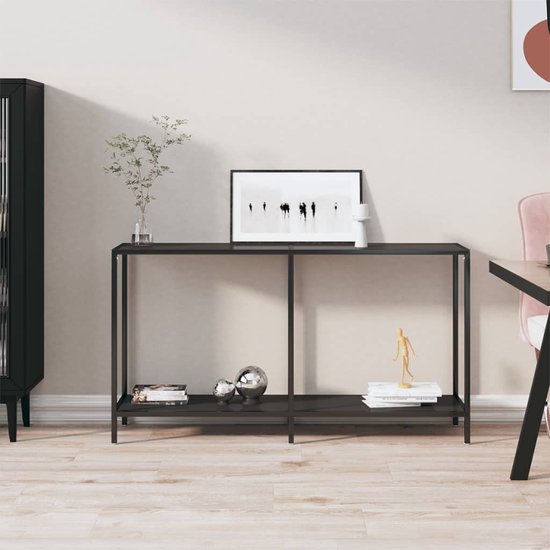Wandtafel 200x35x75,5 cm gehard glas zwart kopen Wandtafel 200x35x75,5 cm gehard glas zwart kopen