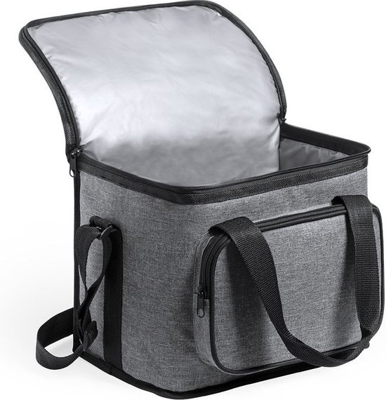Koeltas met inhoud van 15 liter - grijs - 31 x 24 x 20 cm - Koeltassen - polyester/aluminium - met voorvakje van KOEL — afbeelding 4
