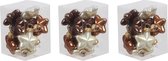 36x Sterretjes kersthangers/kerstballen natuurtinten (opal natural) van glas - 4 cm - mat/glans - Kerstboomversiering