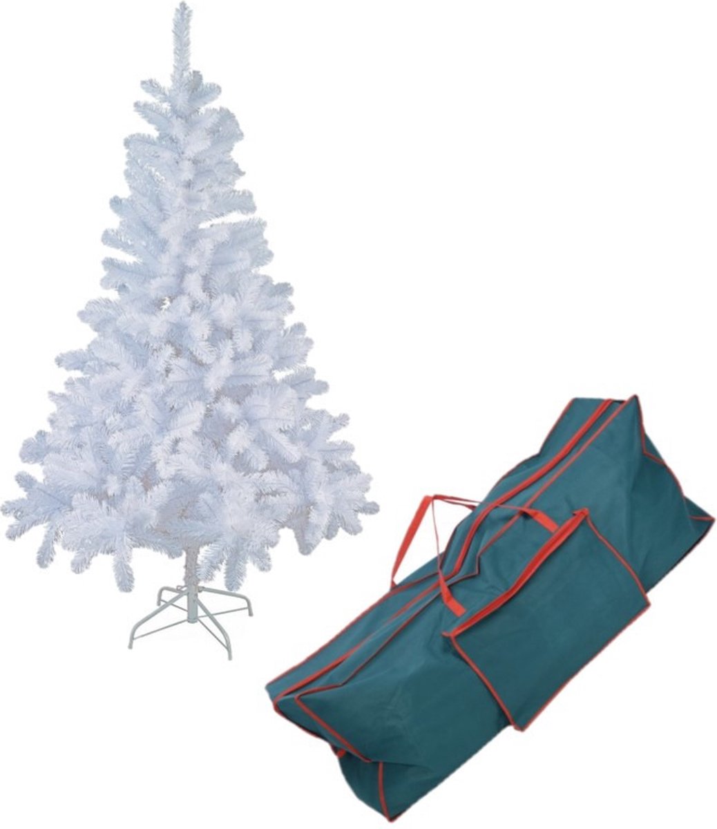 Witte kunst kerstboom/kunstboom 150 cm inclusief opbergzak - Kunstbomen/kunst kerstbomen