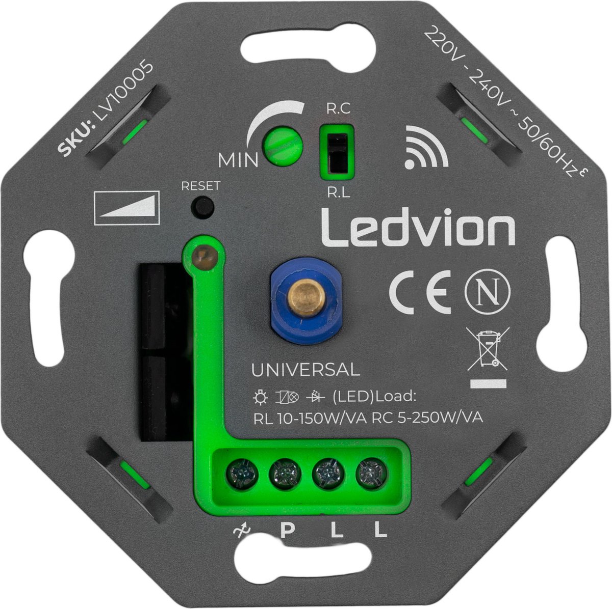 Ledvion Led Dimmr, 5, 250 Watt, Universele LED Dimmer, Led Dimmer Inbouw, Wifi Dimmer, Smart Led Dimmer