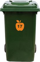 Kliko Sticker / Vuilnisbak Sticker - Appel - Nummer 17 - 16,5x20 - Oranje