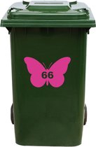 Kliko Sticker / Vuilnisbak Sticker - Vlinder - Nummer 66 - 14x21 - Roze