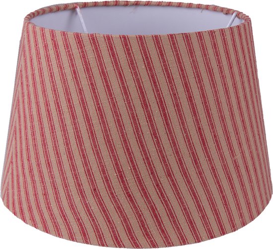 Clayre & Eef Abat-jour Ø 26x16 cm Rouge Beige Coton Rayures Abat-jour en tissu
