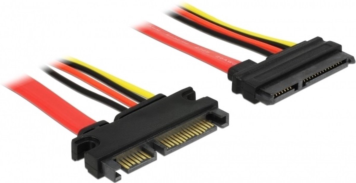 SATA data- en voeding verlengkabel - 5V + 12V - SATA600 - 6 Gbit/s - 0,30 meter