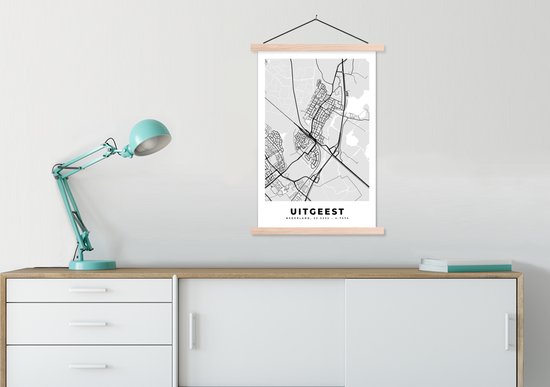 Porte-affiche avec affiche - Affiche scolaire - Uitgeest - Carte - Plan de la ville - Plan d'étage - 60x90 cm - Lattes vierges