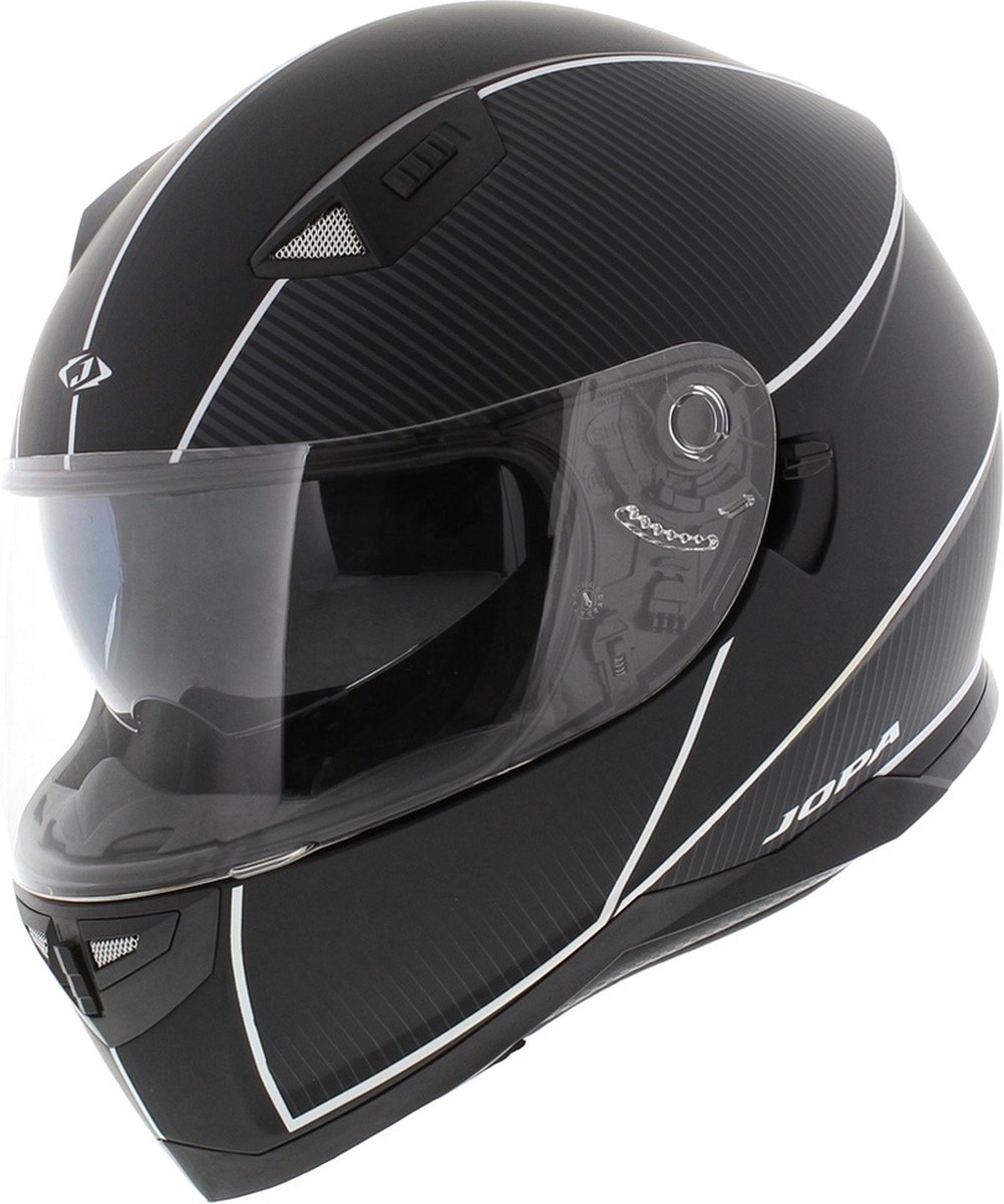 Jopa Sonic integraal helm mat zwart wit met zonnevizier XXL 62-63 cm