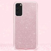 LuxeBass Samsung Galaxy A21S - Glitter Siliconen - Roze - telefoonhoes - gsm hoes - gsm hoesjes