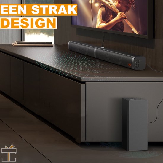Happyment® Soundbars voor TV & PC - Bioscoop ervaring - Subwoofer - Bluetooth - 3D stereo surround sound USB - 100W van Happyment — afbeelding 2