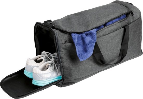 Reistas/sporttas/weekendtas donkergrijs met schoenenvak 54 x 31 x 26 cm - 40 liter inhoud