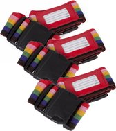 3x stuks kofferriemen / bagageriemen - Met label - 183 cm - kofferspanband regenboog kleuren