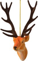 1x Kerstboomhangers bruine herten 13 cm kerstversiering - Bruine kerstversiering/boomversiering - Kerstornamenten