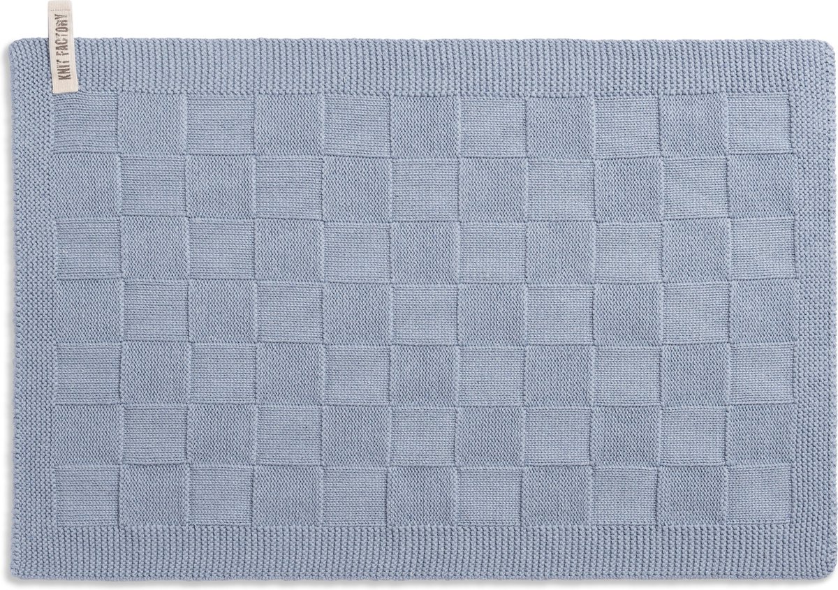 Knit Factory Gebreide Placemat - Onderlegger Uni - Eetmat - Licht Grijs - 50x30 cm