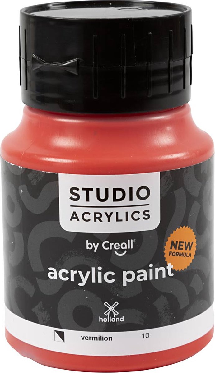 Acrylverf - Rood Vermollion (#10) - Semi Dekkend - Creall Studio - 500ml - 1 fles