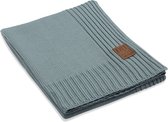 Knit Factory Uni Gebreid Plaid - Woondeken - plaid - Wollen deken - Kleed - Stone Green - 160x130 cm