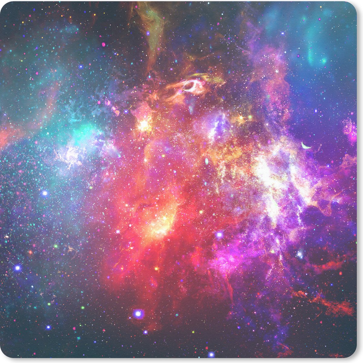 Muismat 20x20 cm - Mousepad Heelal - Kleuren - Sterren - Muismatten