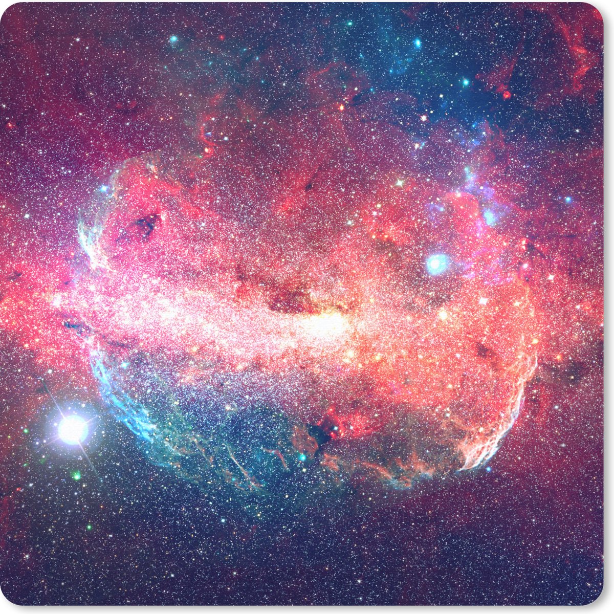 Muismat 30x30 cm - Mousepad Sterren - Oranje - Heelal - Muismatten