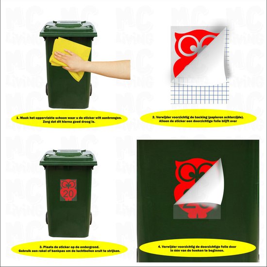 Autocollant Kliko / Autocollant poubelle - Pomme - Numéro 77 - 16,5x20 - Vert