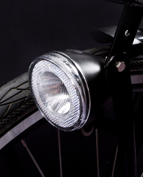 Spanninga Retro fietskoplamp - LED verlichting - Zwart - Waterbestendig - Inclusief batterijen — afbeelding 4