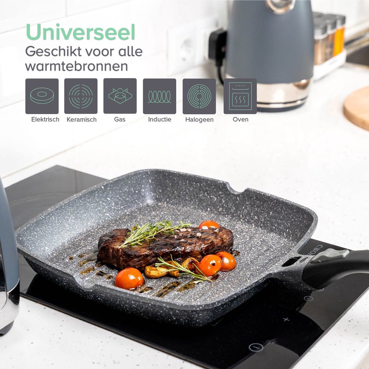 Coninx Grillpan 28 cm Grill pan Inductie Steakpan met Afneembare