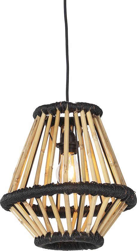 QAZQA evalin - Oosterse Hanglamp - 1 lichts - Ø 32 cm - Zwart - Woonkamer | Slaapkamer | Keuken