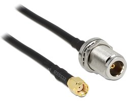 N (v) - RP-SMA (m) inbouw kabel - LMR195/RF195 - 50 Ohm / zwart - 1,5 meter