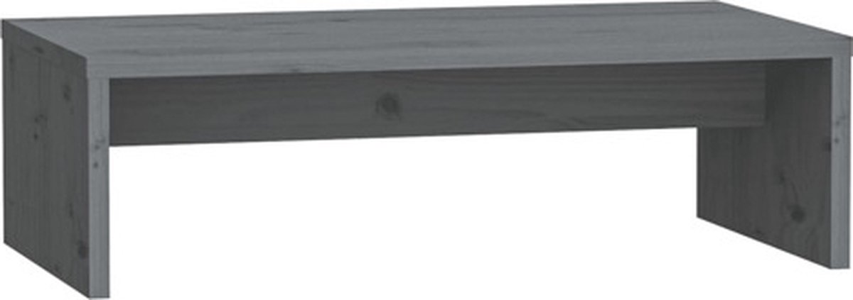 vidaXL Monitorstandaard 50x27x15 cm massief grenenhout grijs