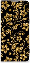 Bookcase Cadeau voor Oma OnePlus Nord 2T Telefoonhoesje Gouden Bloemen