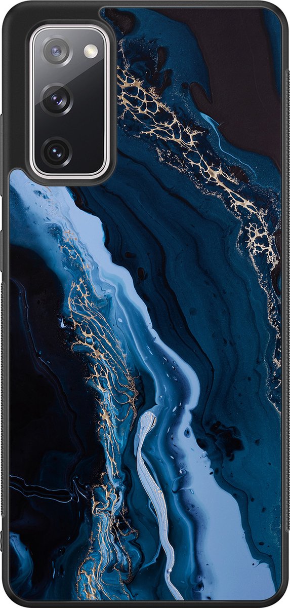 Leuke Telefoonhoesjes - Hoesje geschikt voor Samsung Galaxy S20 FE - Marmer kobaltblauw - Backcover zwart - Marmer - Blauw