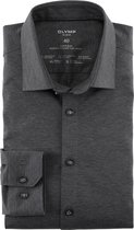 OLYMP No. Six 24/Seven super slim fit overhemd - tricot - antraciet grijs - Strijkvriendelijk - Boordmaat: 37