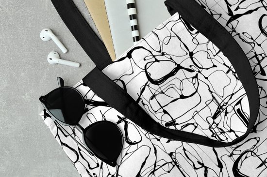 Sac Bandoulière - Sac De Plage - Shopper Line Art - Abstrait - Motifs - Wit - 40x50 cm - Sac Coton