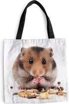 Sac bandoulière - Sac de plage - Shopper hamster mange des graines - 40x40 cm - Sac coton