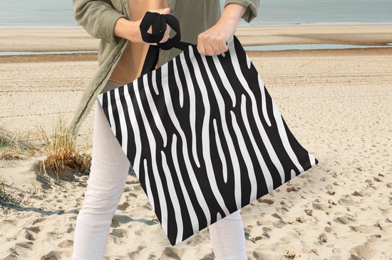 Sac Bandoulière MuchoWow® - Sac de Plage - Shopper Animaux - Imprimé Zèbre - Zwart - 45x45 cm - Sac Coton