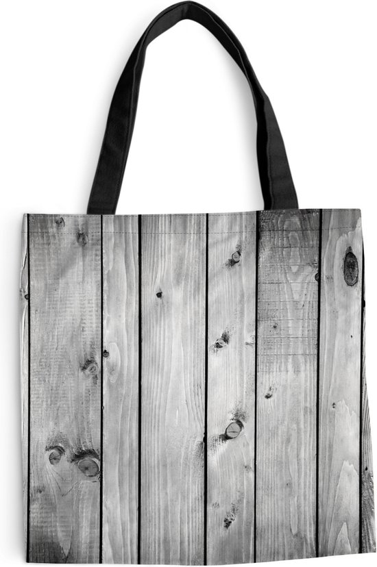 MuchoWow® Schoudertas - Strandtas - Big Shopper - Boodschappentas - Vloer - Wit - Grijs - Design - 45x45 cm - Katoenen tas